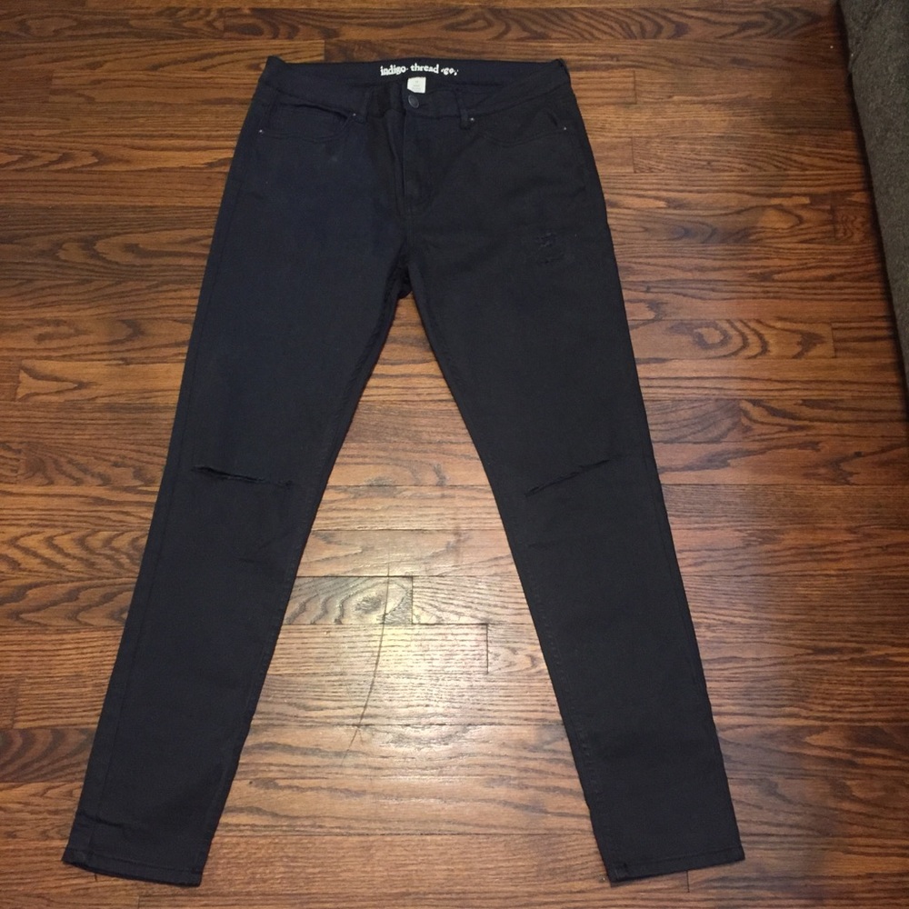 Indigo thread co. Black distressed jeans